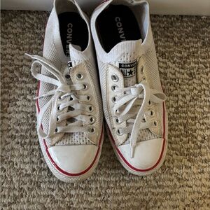 Converse Classic White Sneakers with Red Trim